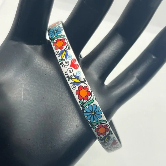 Vintage Enamel painted Bangle Bracelet Handmade in
Austria Floral Art multicolor - Picture 8 of 14